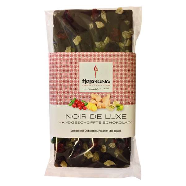 Hornung Schokolade Noir de Luxe (Cranberries, Pistazien und Ingwer) Vegan 130g