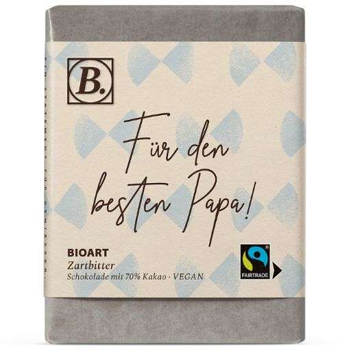 BioArt Fairtrade Schokolade "Für den besten Papa" (Zartbitter) 70g Vegan