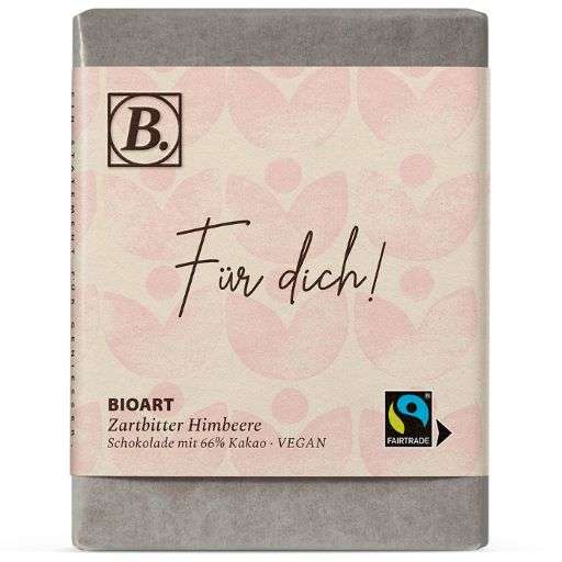 BioArt Fairtrade Schokolade "Für Dich" (Zartbitter Himbeere) 70g Vegan