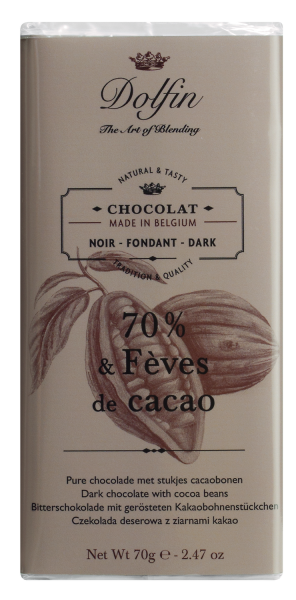 Dolfin Zartbitterschokolade mit Kakaosplittern 70g