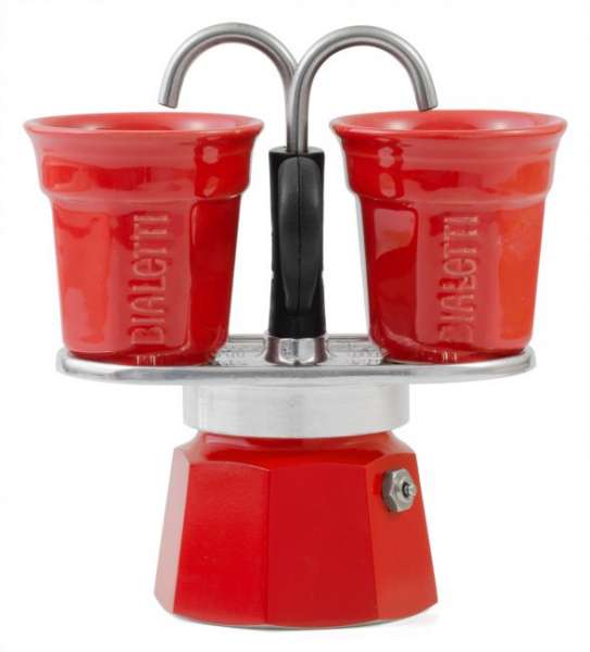 Bialetti Mini Express Set rot mit 2 Tassen