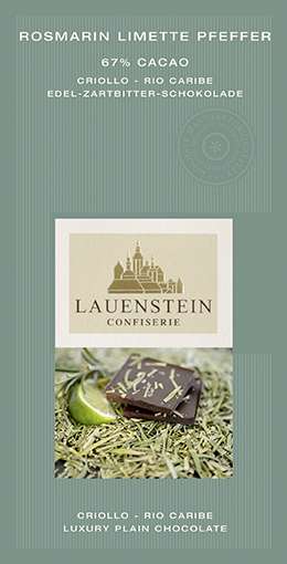 Lauenstein 67% Kakao Rosmarin Limette Pfeffer 80g Vegan